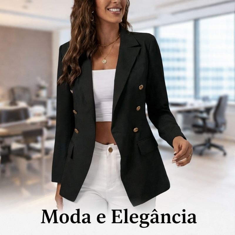 Blazer Feminino social Terninho com botão Alfaiataria