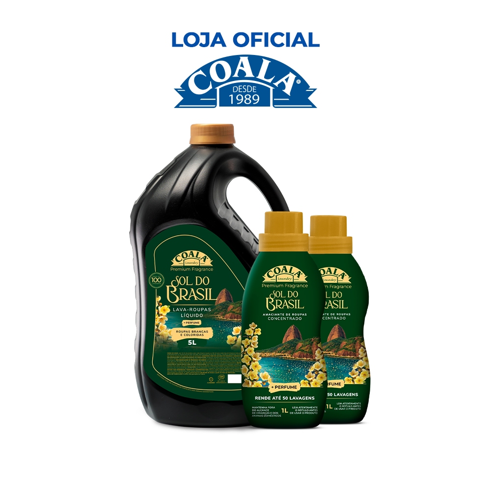Kit Coala Laundry 1 Lava Roupas 5L + 2 Amaciantes - Sol do Brasil em Oferta na Shopee