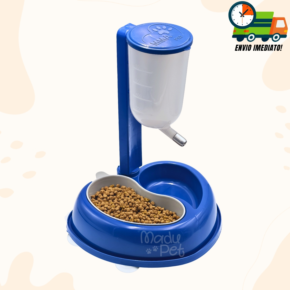 Bebedouro Automático Comedouro Para Cães e Gatos Duplo Anti Formiga C/ Bilha (COR AZUL) Promoção