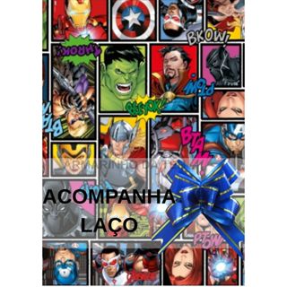 Kit Com 1,2 OU 3 Saco de Presente Infantil Marvel + Laço Decorativo 25x37 cm em Oferta na Shopee