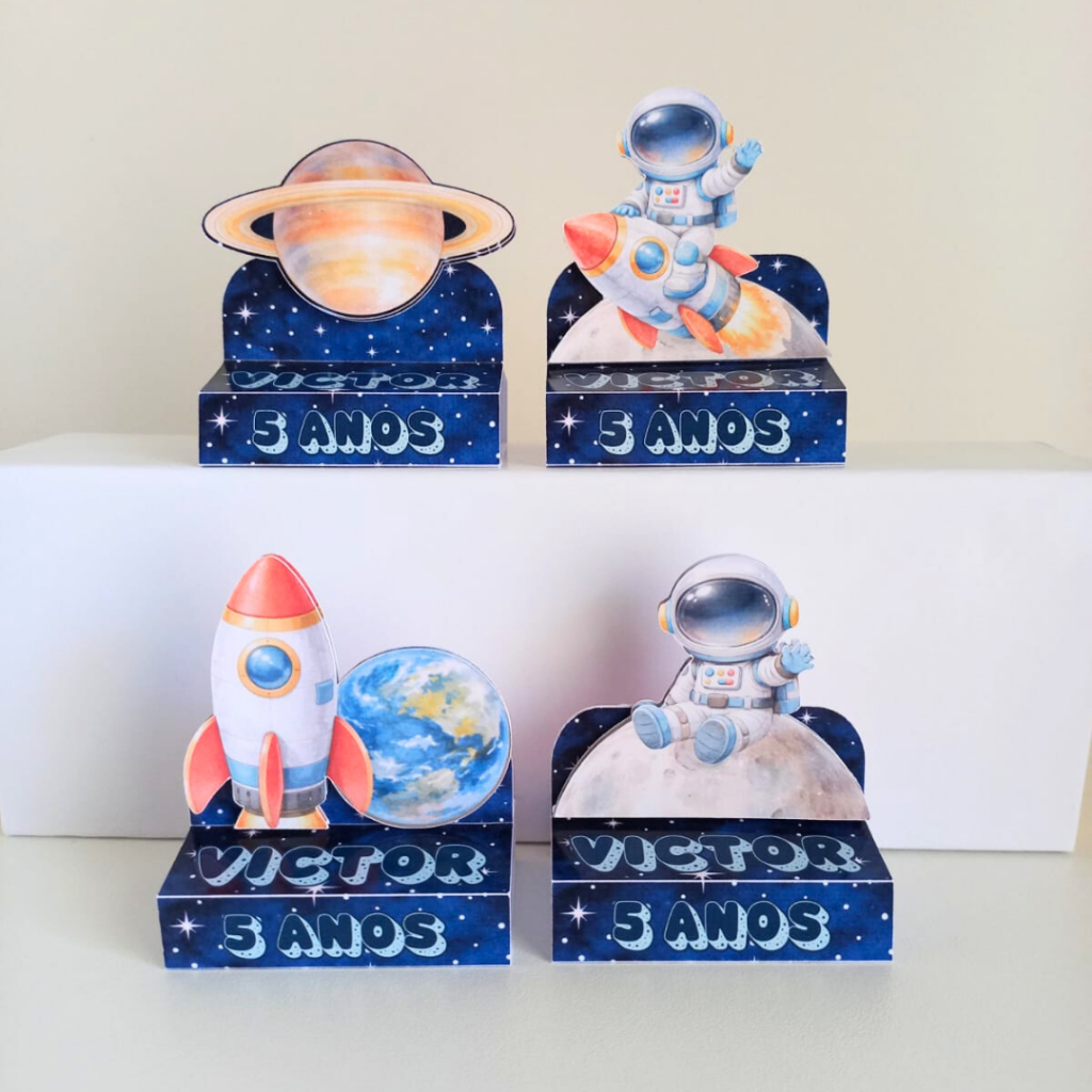 Porta Bis Duplo Astronauta Menino Azul 3D Personalizados /Lembrancinha de Festa /Aniversário / Batizado / Chá