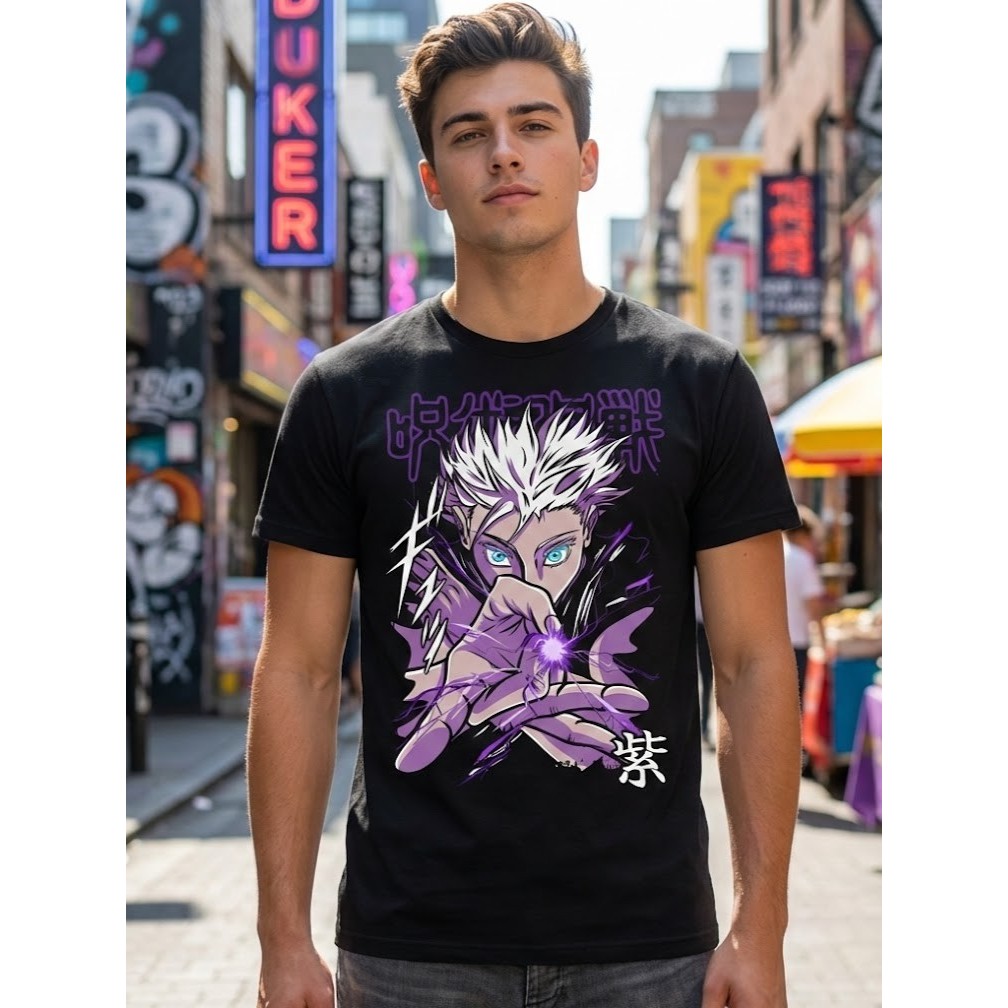 Camiseta Unissex Anime Jujutsu Kaisen - Personagem Satoru Gojo - Premium