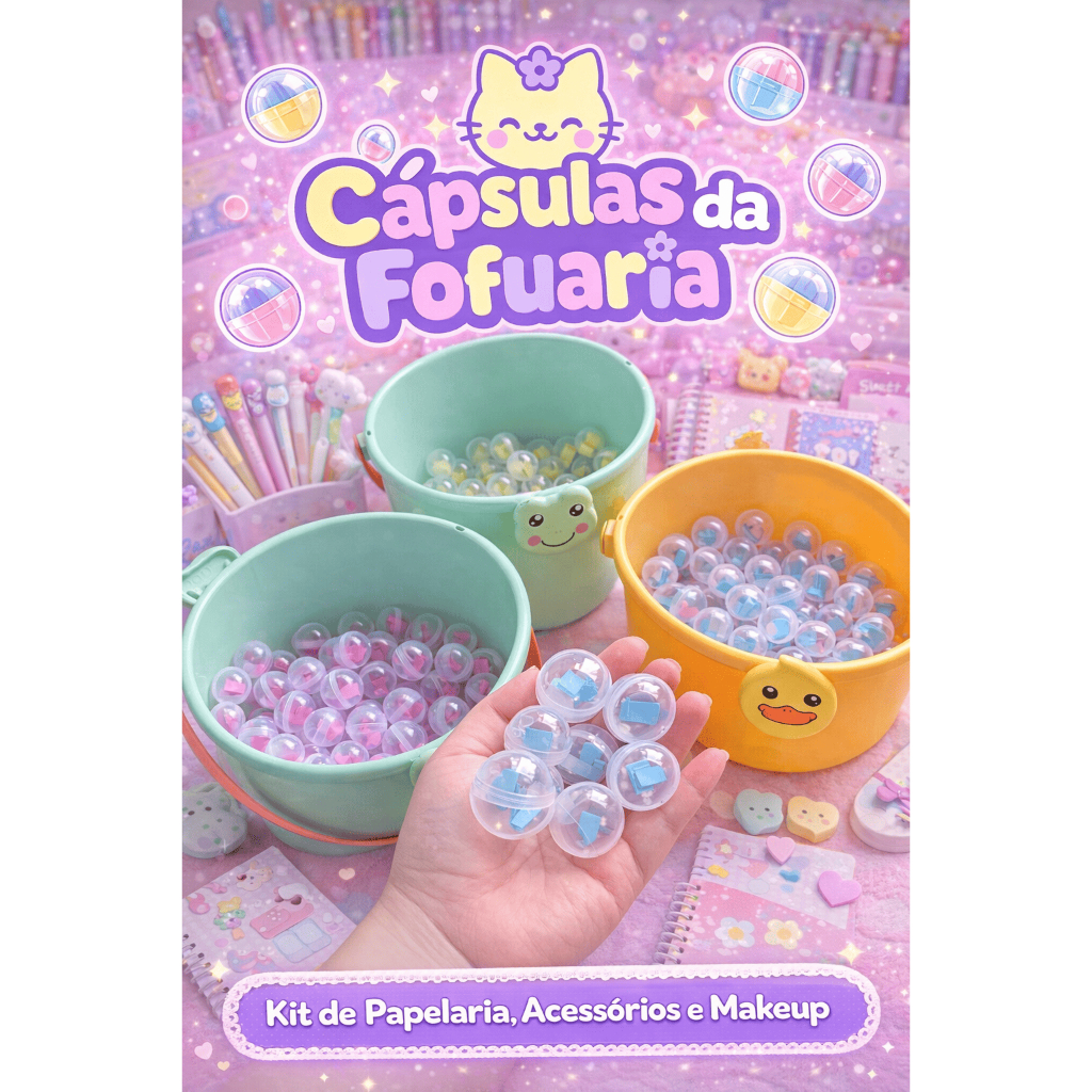 Bolinhas Fofuaria - Combo Papelaria - Papelaria Fofa - Kit de Papelaria