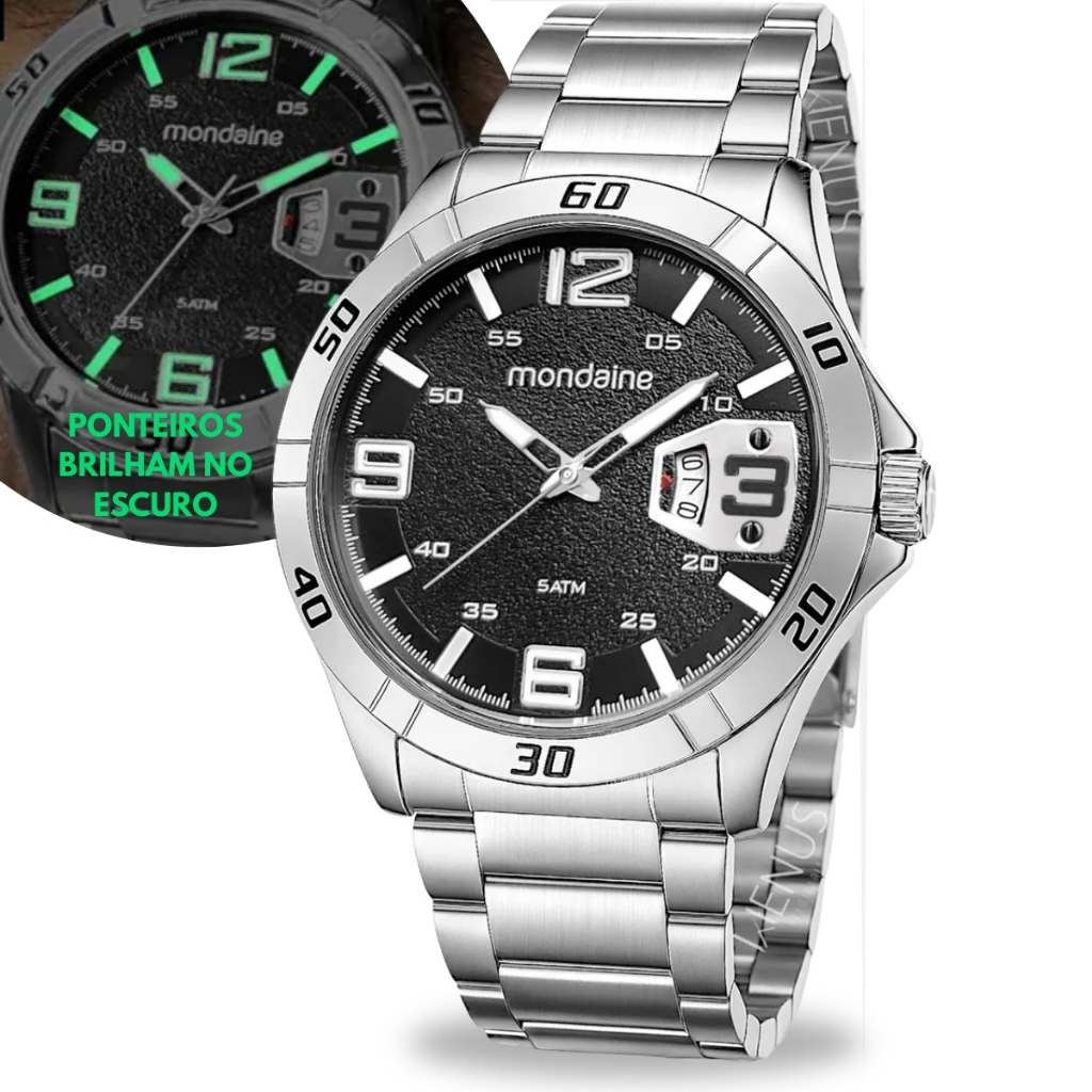 Relógio Mondaine MAsculino Analógico  De Pulso Moderno Quartz Prateado Prova D'água 50 Metros Calendário Original em Oferta na Shopee