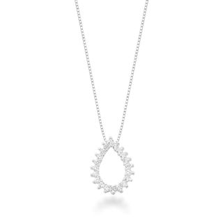 Colar Feminino de Prata 925 Gota Cravejada e Vazada