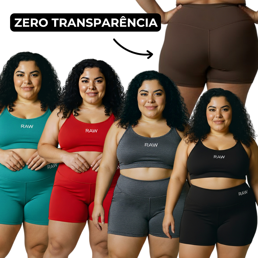 Conjunto Academia Plus Size Top e Short Fitness Zero Transparência em Oferta na Shopee
