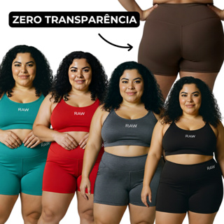 Conjunto Academia Plus Size Top e Short Fitness Zero Transparência em Oferta na Shopee