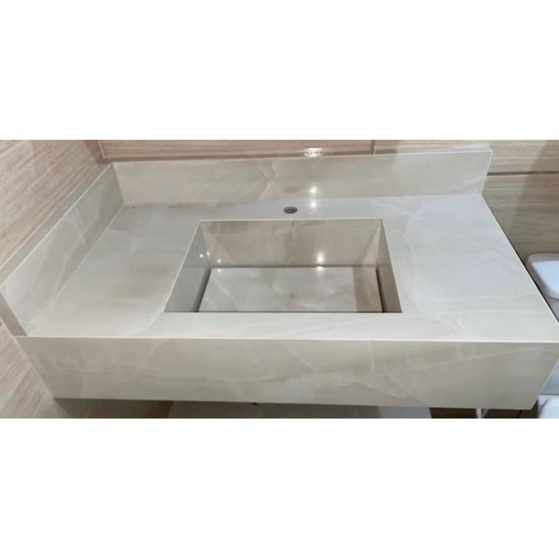 Cuba Suspensa para Banheiro Porcelanato Onice Bege 80x40.