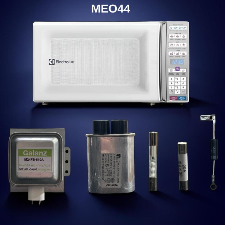 Kit Conserto Microondas MEO44 Magnetron 610A + Cap 0,85uf + Fusível 20a + Fusivel 0.8A + diodo
