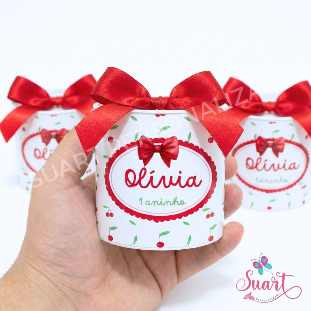 KIT Mini Tubolata Cerejinha Personalizada Maternidade Festa Lembrancinha aniversário - chá de bebê  Vários Temas