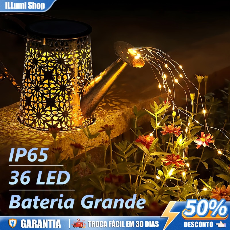 Luminaria Solar Regador Para Jardim,Vazada Decorativa,Metal Retrô LED À Prova Dwaterproof Água Luzes BIVOLT 110/220V