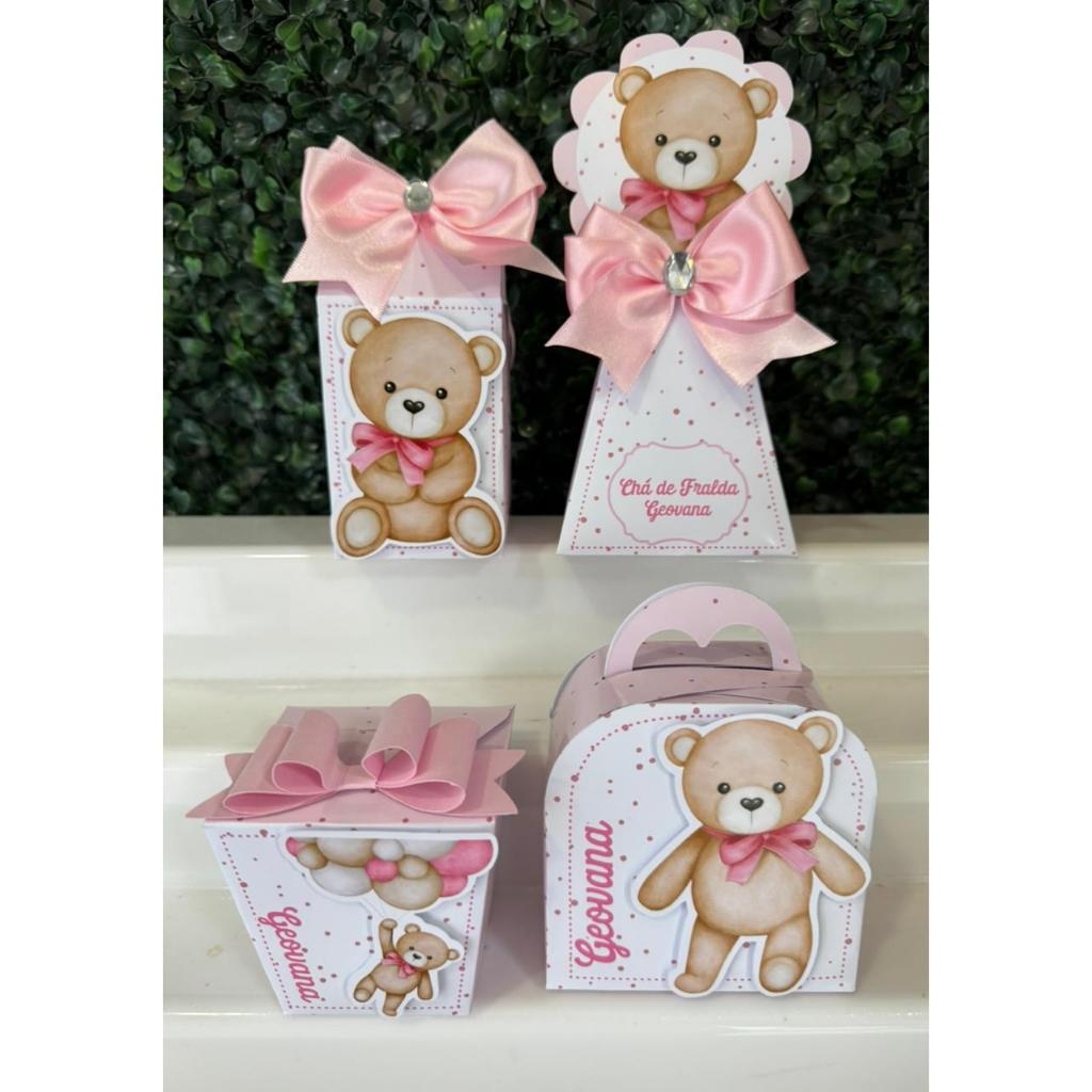 chá de fraldas / chá revelação/ kit festa ursinha menina/ ursinho/ personalizado urso/aniversário/ ursinha