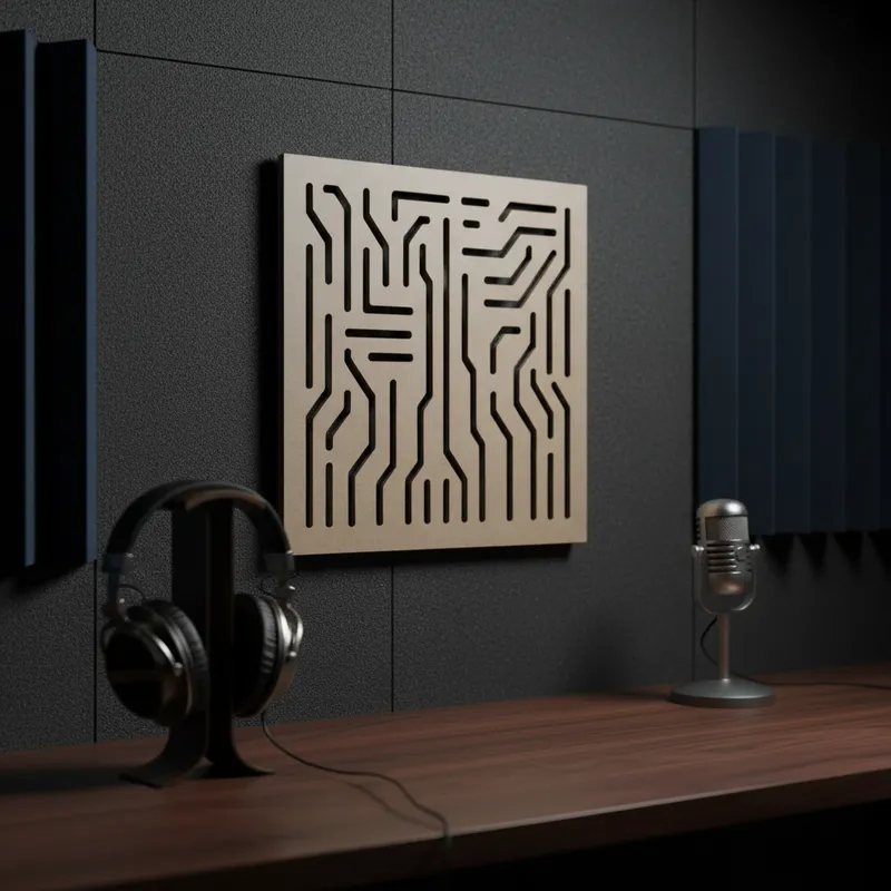Painel difusor acústico Bass Trap Wall em MDF CRU de 3mm 50x50cm. (Não acompanha espuma)