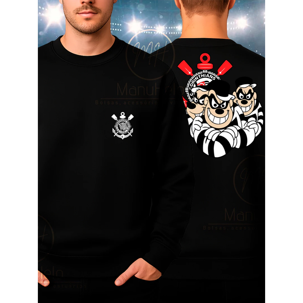 Blusa Moletom Sueter Gola Careca Corinthians Unissex Blusa De Frio Abrigo timão Time do Povo SCCP