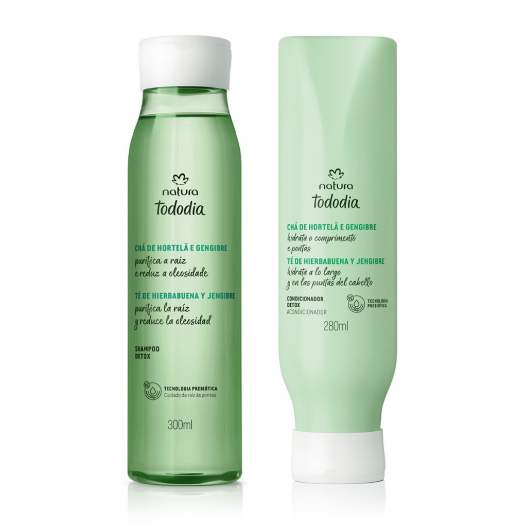Shampoo e Condicionador para Cabelos Mistos ou Oleosos Hortelâ e Gengibre Detox Natura em Oferta na Shopee