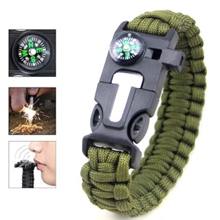 Pulseira Tática de Paracord Verde Bapumel sobrevivência Bússola Apito e Pederneira