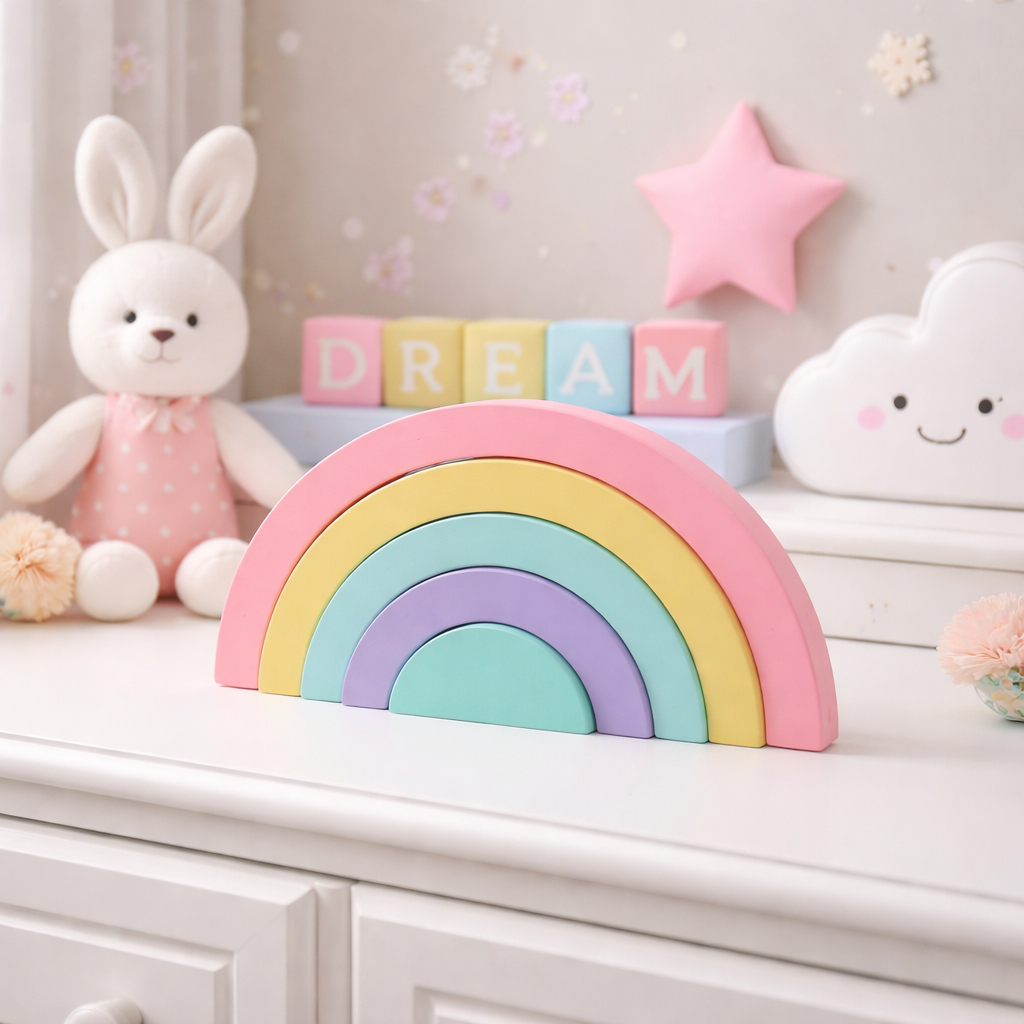 Arco Íris Decorativo Infantil para Quarto de Bebê e Criança Ideal para Prateleira e Estante