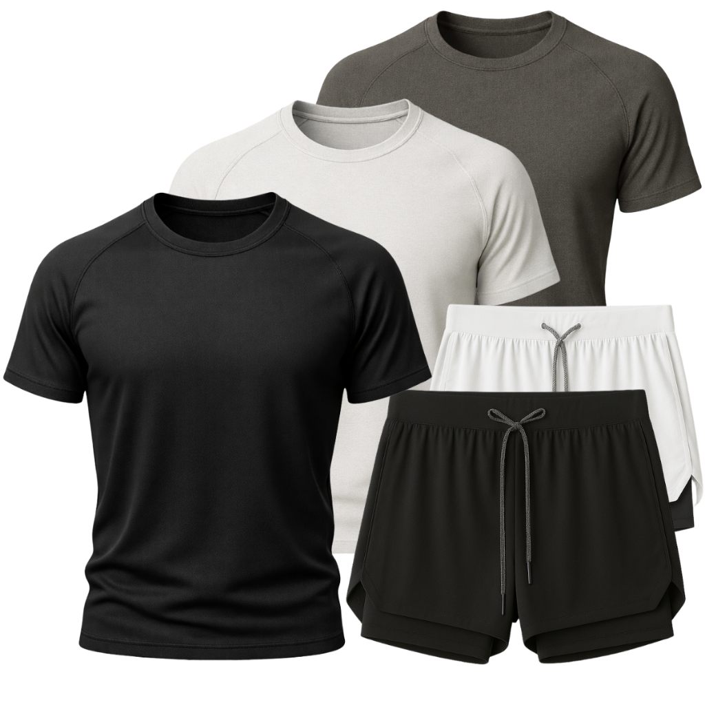 Kit 3 Camisas 2 Shorts Dry Fit Masculino Academia Fitness