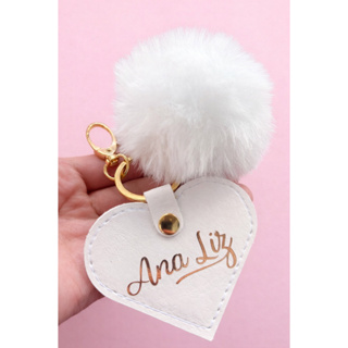 Chaveiro Personalizado com nome, Pompom, coração. Um luxo de chaveiro. em Oferta na Shopee