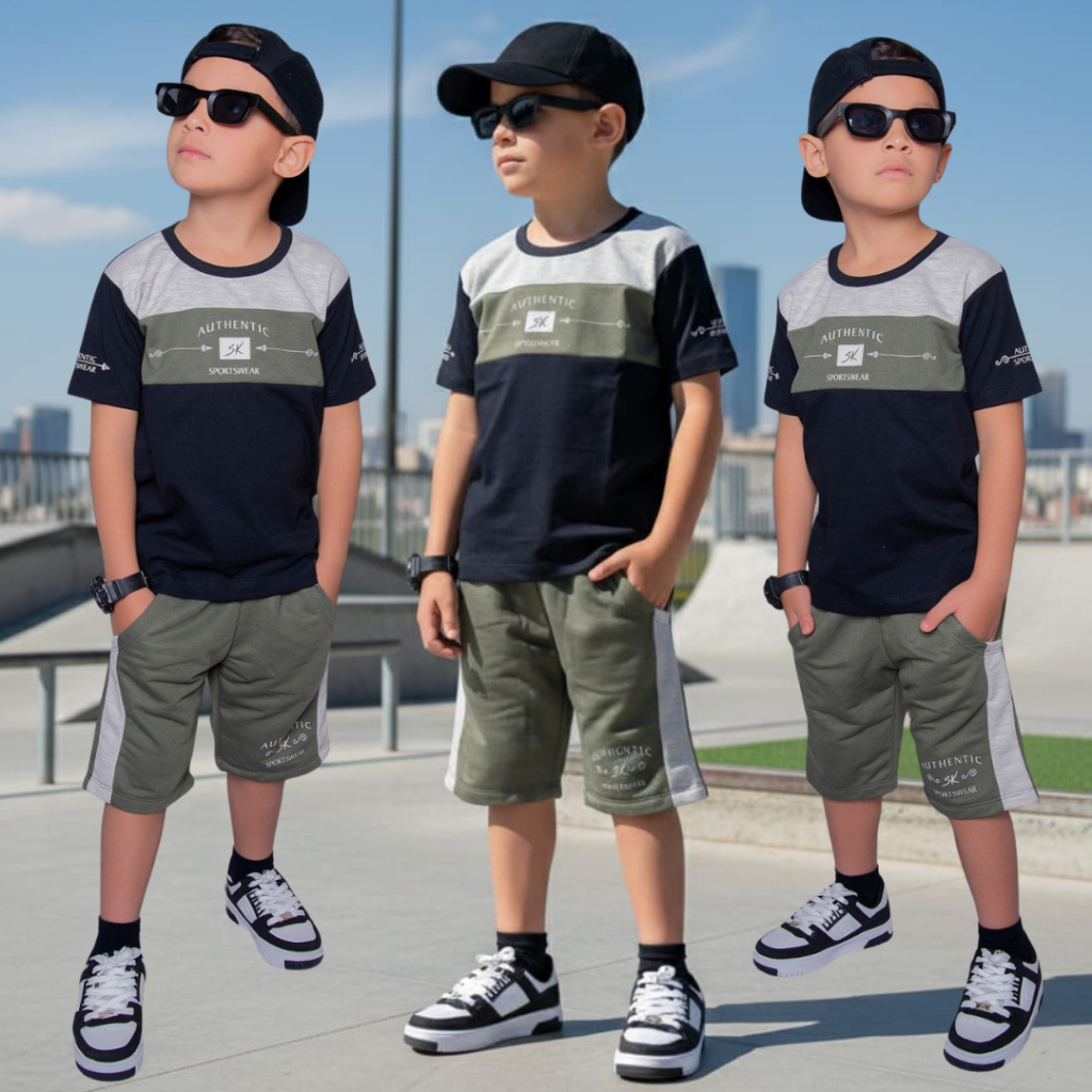 Conjunto Infantil Juvenil Menino Lançamento Natal Blusa 100% Algodão Bermuda Moletinho