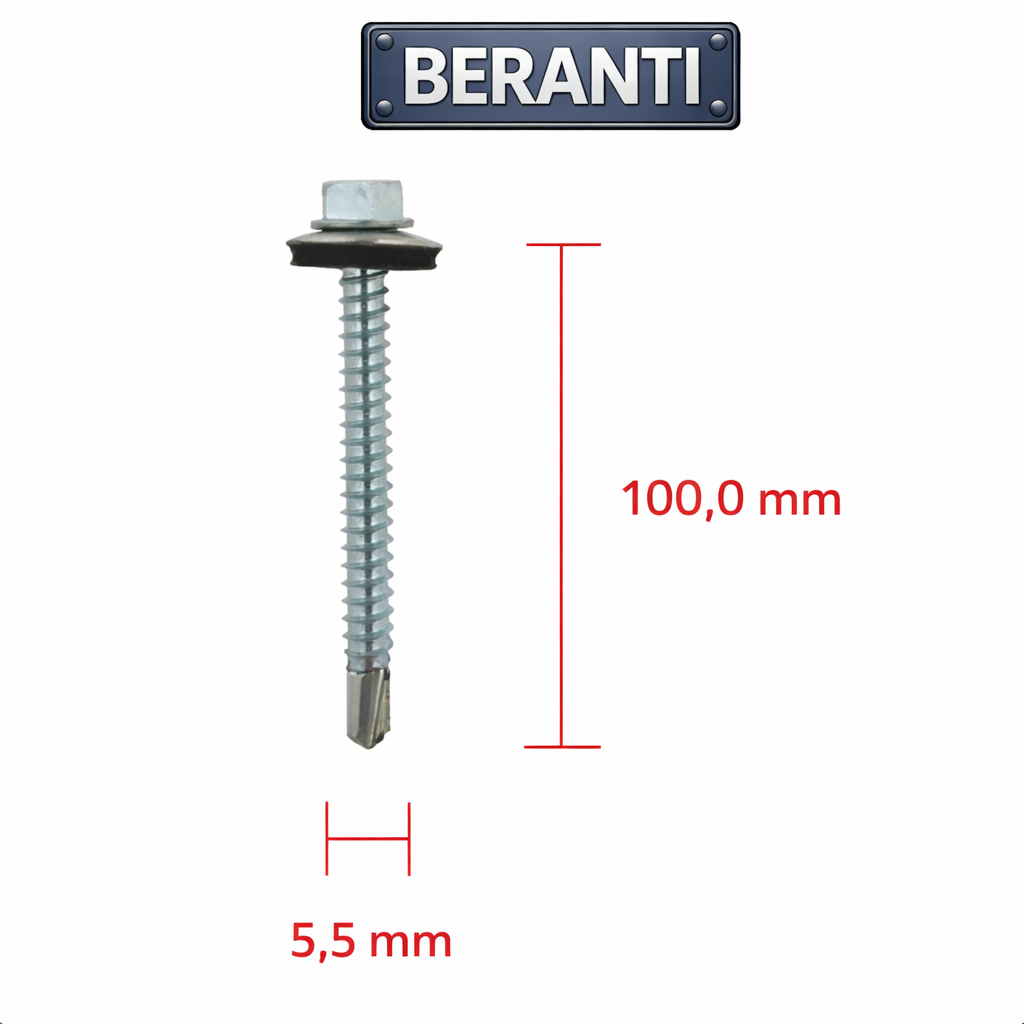 Parafuso 12x4 para Telha Autobrocante com Vedação 5,5x100mm - Kit 100/200/500