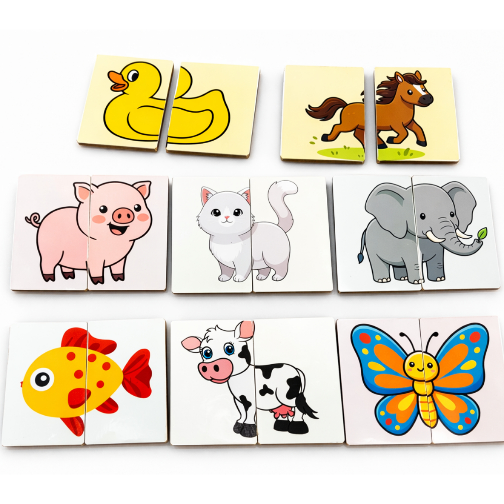 Brinquedo Educativo Quebra Cabeça 2 Partes Animais Madeira Jumbo Caixa Mdf em Oferta na Shopee