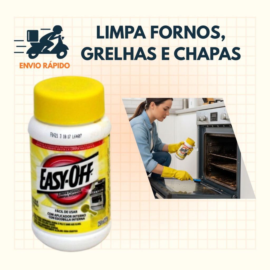 Limpa Fogão Forno Churrasqueira Easy Off Tira Gordura de Fornos Grelhas Chapas Multiuso Casa Cozinha