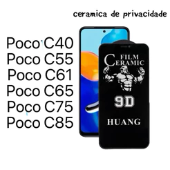 Película 9D Ceramica Privacidade Anti Spy para Xiaomi Redmi Poco C40 C55 C61 C65 C75 C85
