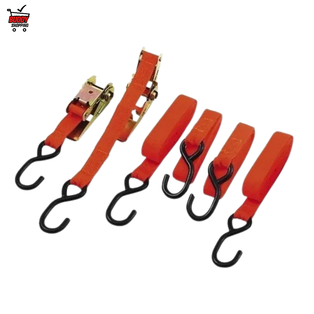 Jogo 4 Cintas Para Carga Com Catraca ACI-425 4,5M x 25mm Suporta 120kg Amarração Transporte Seguro