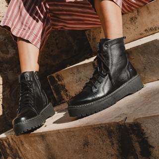 Bota Coturno Feminino Vittal Couro Legítimo Laura Confortável Fechamento Cadarço em Oferta na Shopee