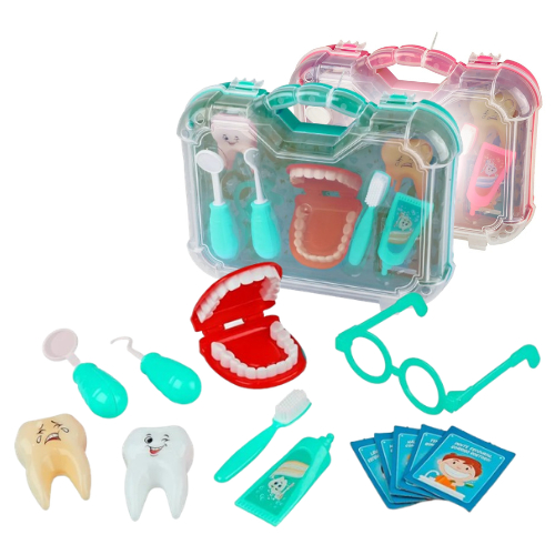 Maleta de Brinquedo Mini Kit do Dentista Grande com 9 Peças - Paki Toys