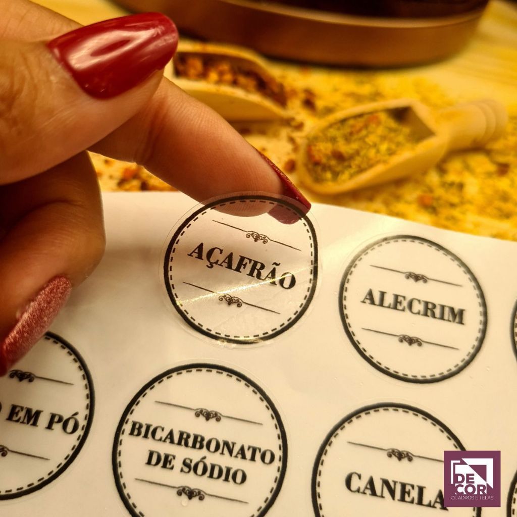 Kit 48 Etiquetas para Temperos e Condimentos Vinil Impermeável Organização de Cozinha em Oferta na Shopee