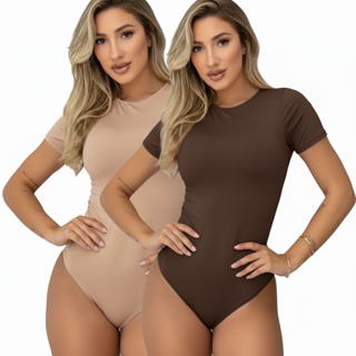 KIT 2 ou 1 BODY  FEMININO GOLA CARECA MANGA CURTA SUPLEX BLUSA FEMININA BASICA VERÃO em Oferta na Shopee