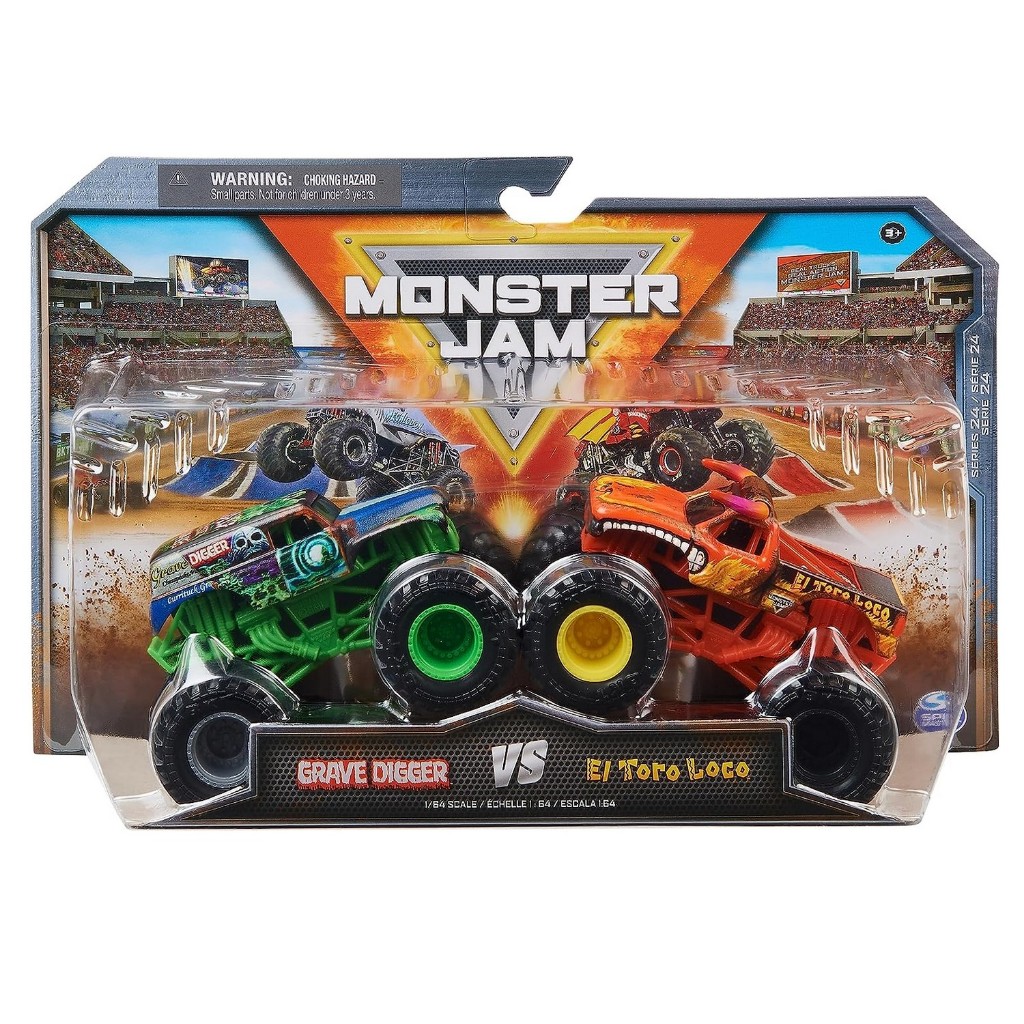 Carro Monster Jam Escala 1:64 Die Cast pack com 2 carrinhos