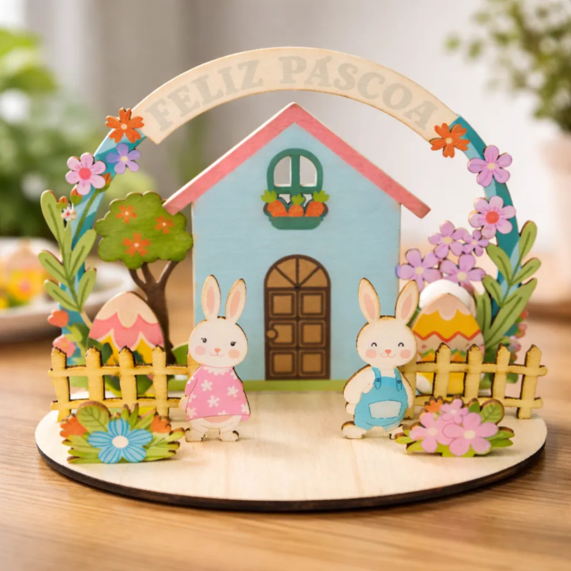 Enfeite De Pascoa Vila Decorativo P/ Montar Em Mdf Super Prático de Montar em Oferta na Shopee
