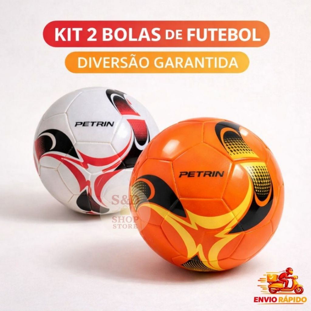 Kit 2 Bolas de Futebol Nº5 Treino - Bola de Campo - Capotão - Couro Sintético