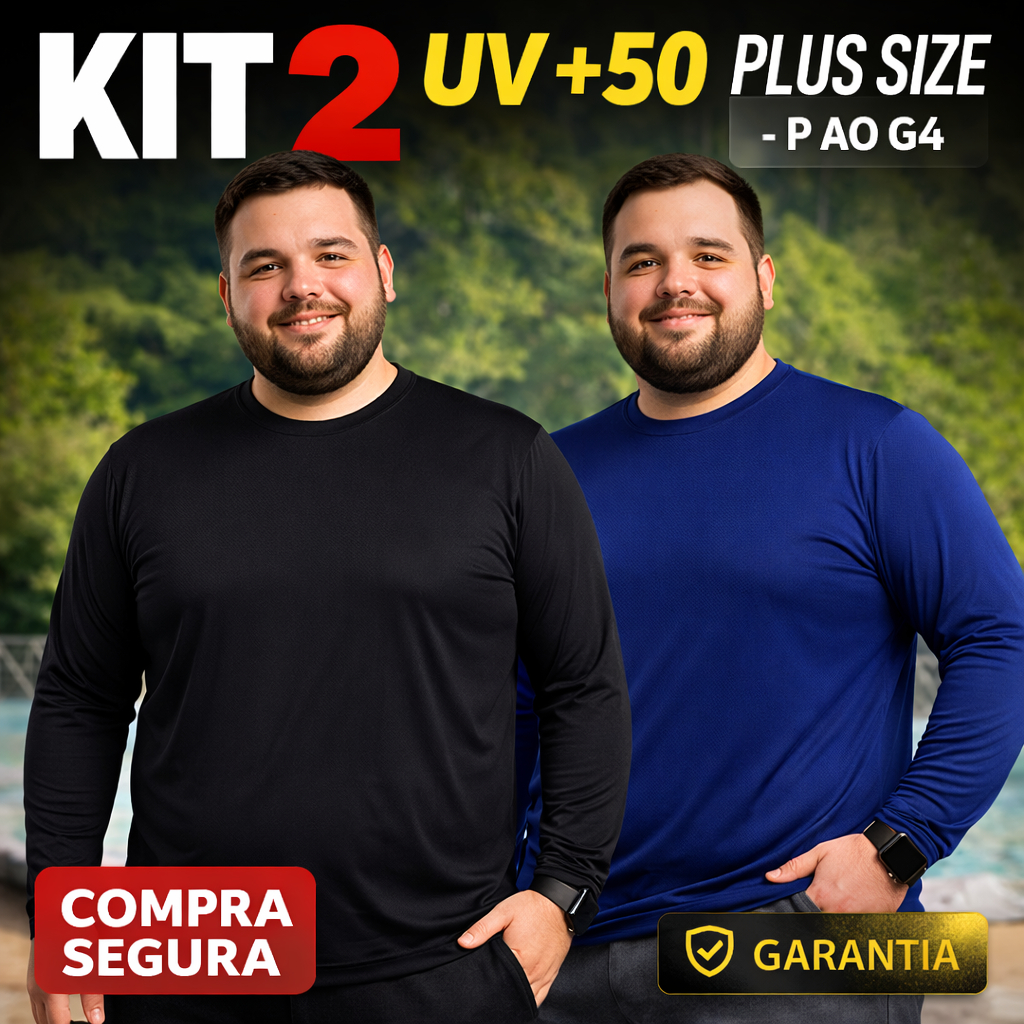 Kit 2 Blusa Térmica Plus Size Proteção Uv 50+ Segunda Pele Camisa Malha Fria Academia em Oferta na Shopee