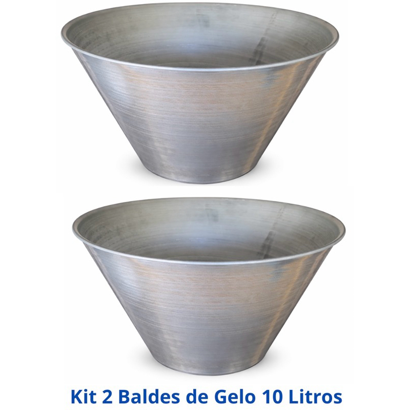 Balde de Gelo e Multiuso 10 Litros kit 2 unidades sem alça 100 % Repuxado.