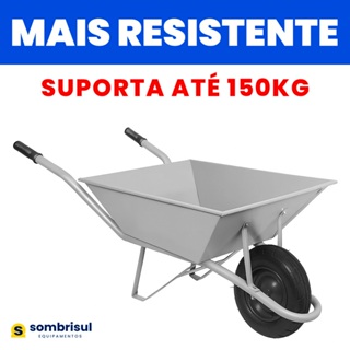 Carrinho de Mão 150Kg Reforçado Cinza Câmara Caçamba Extraforte Tipo Tramontina Carriola Construção em Oferta na Shopee