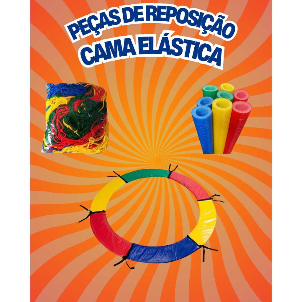 Kit Cama Elástica 1,40m Rede + Isotubos + Protetor de Molas Reposição Pula Pula