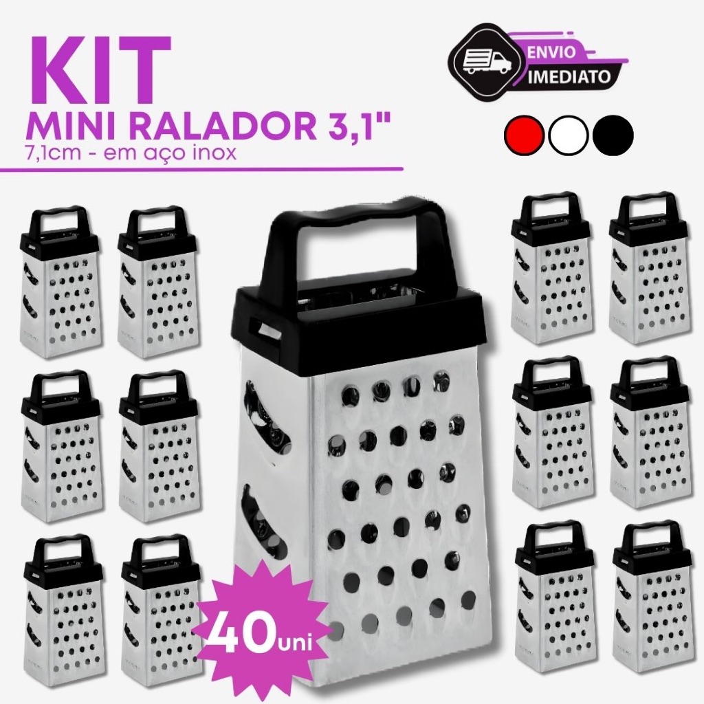 Mini Ralador 4 Faces 3,1'' para Casa Inox Manual Pequeno Compacto Multiuso Cozinha - 30, 35, 40 und em Oferta na Shopee