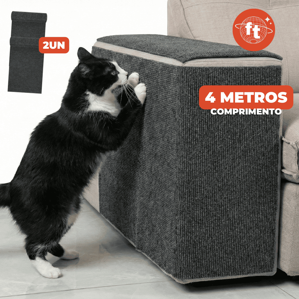 Kit 2un 30x200cm Tapete Arranhador para gatos Adesivo Carpete Protetor de Sofá Adesivo Cinza Escuro