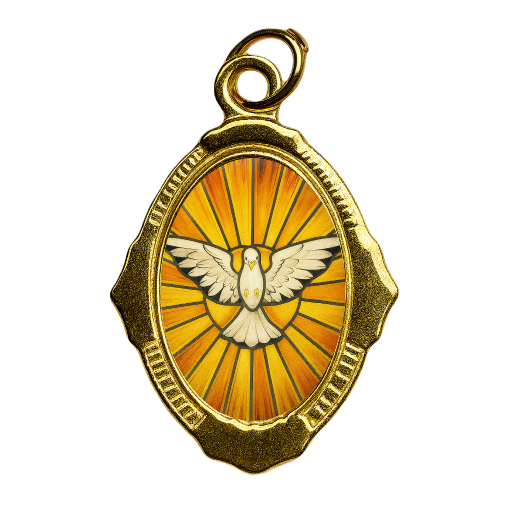 100 Medalhas Espirito Santo - Católico Resinadas – Para Terços, Escapulários, Lembrancinhas, Artesanato e Revenda