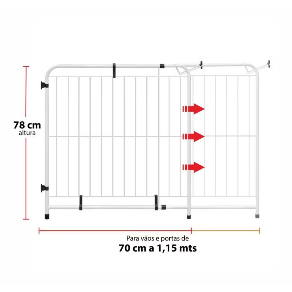 Portão Expansivo 70 a 115 cm Pet Proteção Cachorro ou Criança