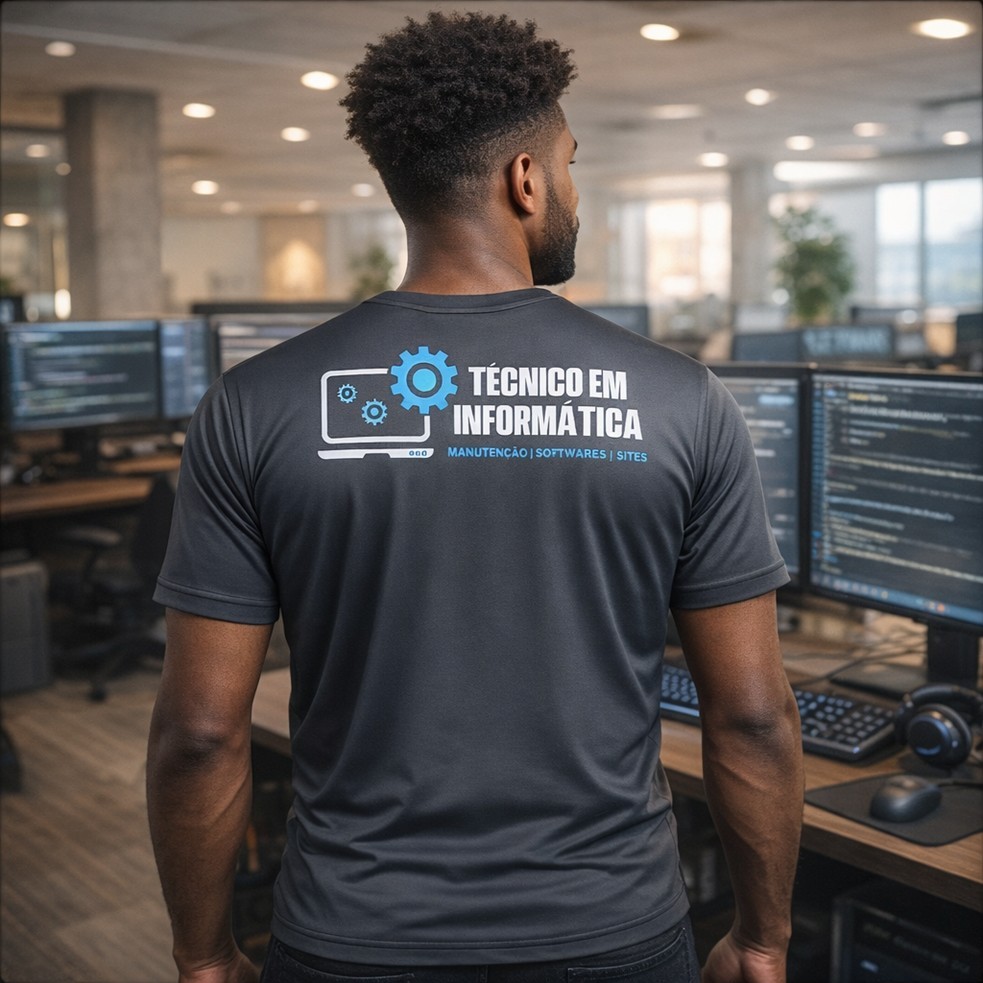 Camisa Masculina Camiseta TÉCNICO EM INFORMÁTICA Uniforme Profissão Dry Fit Básica e Confortável