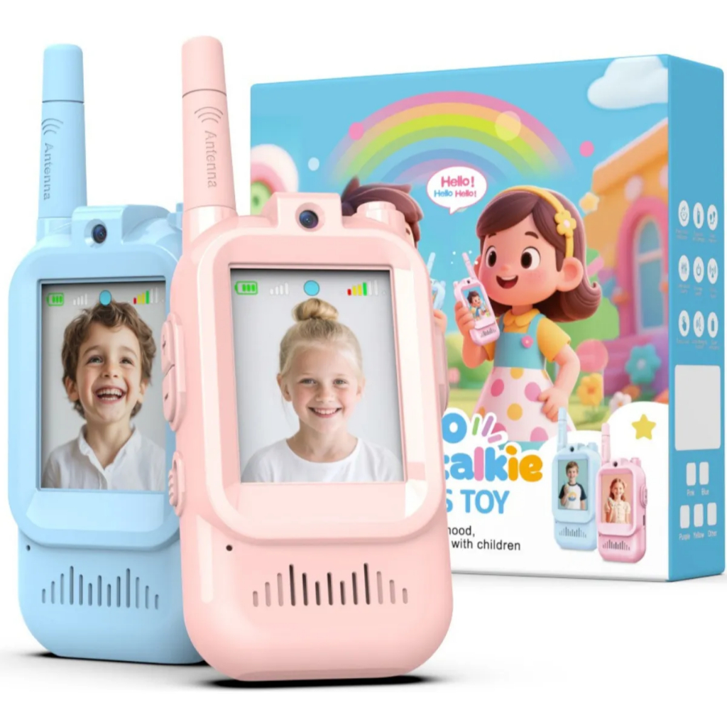 Radio Intercomunicador Infantil com Vídeo Chamada – Kit 2 Walkie Talkie (Azul e Rosa)