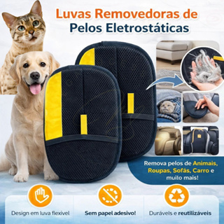 Luva para Remoção de Pelos de Animais de Estimação, Preta Magic Hair Eletrostática - SQ7745 em Oferta na Shopee