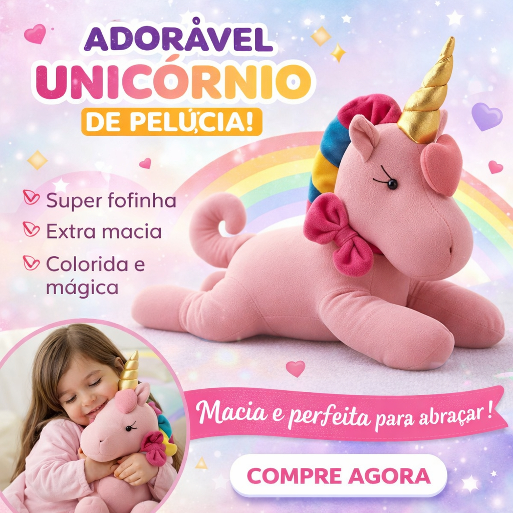Pelucia Unicórnio Travesseiro Almofada Rosa Brinquedo Presente Infantil Menina Decoraçao Quarto