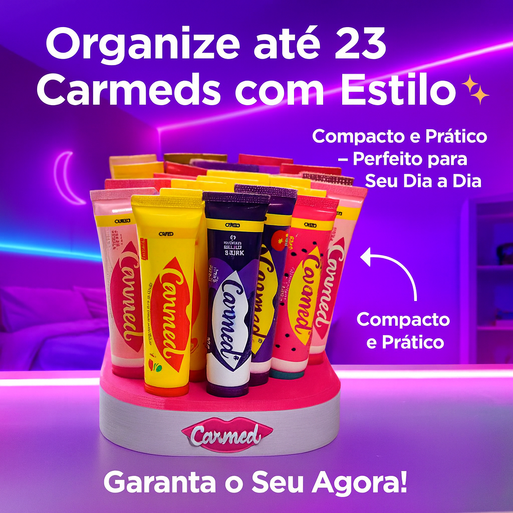 Porta Carmeds 3D para 23 Hidratantes Labiais Organizador de Lip Balm Carmex e Skincare Penteadeira em Oferta na Shopee
