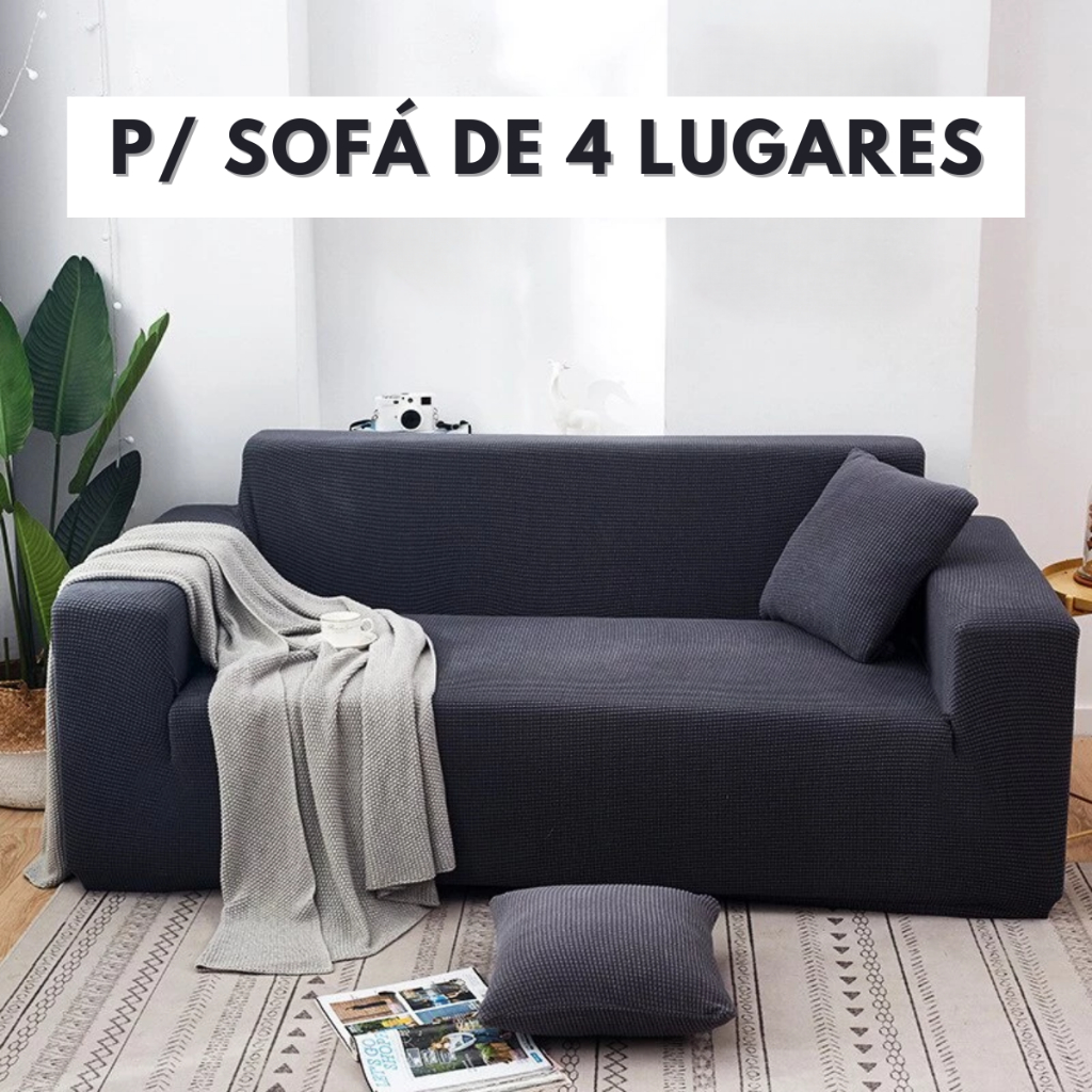 Capa de Sofá Estampada Ajustável 4 Lugares Lavável e Resistente à Poeira